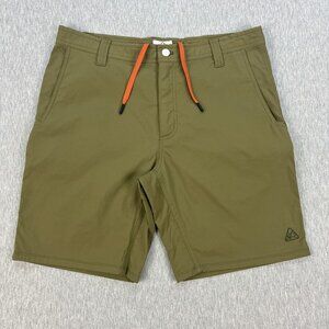 LIVSN Ecotrek Trail Shorts Mens 34 Army Green 8" Inseam Stretch Nylon Utility